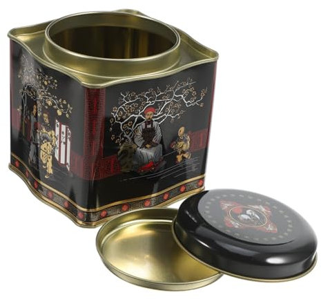 LAPYAPPE Latas Cuadradas De Hojalata Onduladas Grandes (105x105x110mm) De Metal Con Compartimentos, Caja Decorativa Para Dulces y Galletas, Recipiente Versátil Para Almacenamiento Cocina y Obsequio