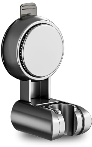 Duschkopfhalterung Saugnapf, Duschkopf Halterung Ohne Bohren Universal Duschbrause Halterung 360° Drehbar Duschkopfhalter Abnehmbar Wandhalterung ABS Brausehalterung (Grau)