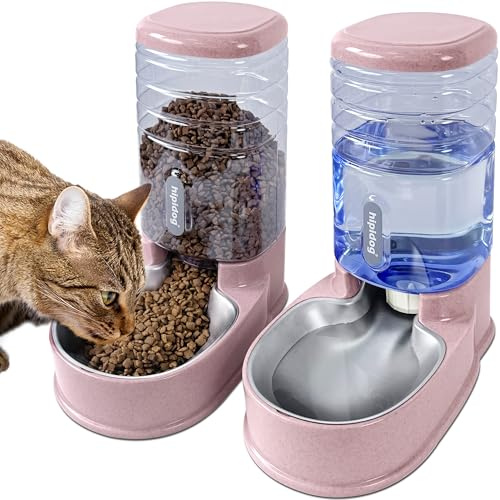 Automatic Pet Feeder Small&Medium Pets Automatic Food Feeder and Waterer Set 3.8L, Travel Supply Feeder and Water Dispenser for Dogs Cats Pets Animals