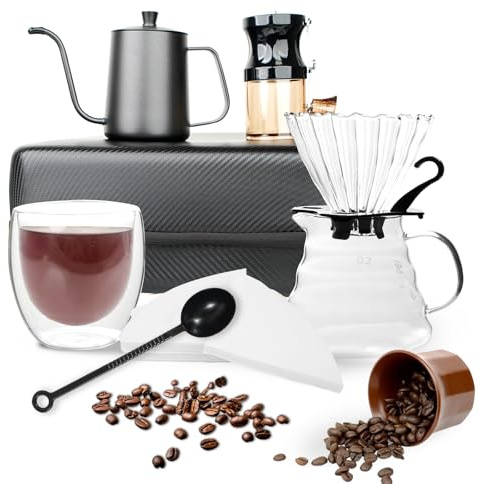 Kompixitys Pour Over Coffee Maker Set, All in One Portable Coffee Maker, Ideal for Home Brewing and Travel, Coffee Lover Gift