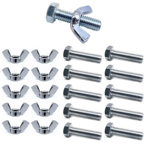 TA-VIGOR 10Pcs Wing Nut & Bolt, M8*30mm Butterfly Wing Screws, Zinc Plated Threaded Design Screw Bolts, WingNuts & Hexagonal Bolts for DIY Projects, Industry Mechanical Work, Secure Fastening