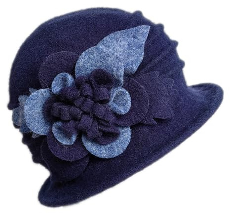 Generisch Sombrero para el sol para bebés 86 para mujer, gorro de lana cálido para invierno, gorro de campana, sombrero de campana de los años 20, 50, gorro para el sol para niña, marine, Talla única