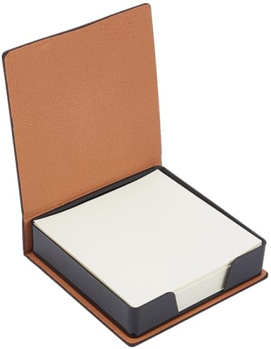 CALFOVERA Bloc Notes/Organiseur de Notes de 10.6 x 10.2cm avec 160 Porte Blocs de Notes Autocollantes en Cuir PU Distributeur de Papiers Étui de Rangement pour Cartes de Visite Idéal pour Le Bureau