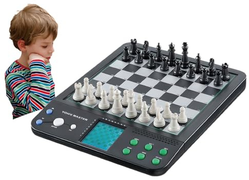 Gioco di Scacchi Magnetico Intelligente, Set di Scacchi Elettronico con Display Lcd, Vari Modi per Giocare da Soli Contro Il Computer, Semplice da Usare, Scacchiera per Bambini e Adulti