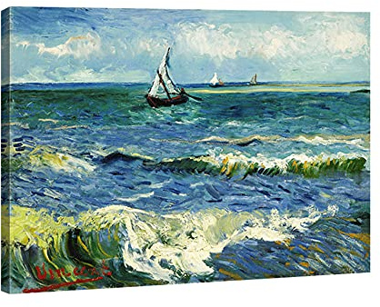 Wieco Art Seascape at Saintes Maries by Vincent Van Gogh Oil Paintings Reproduction Giclee Canvas Prints Sea Pictures on Canvas Wall Art for Living Room Home Office Decorations