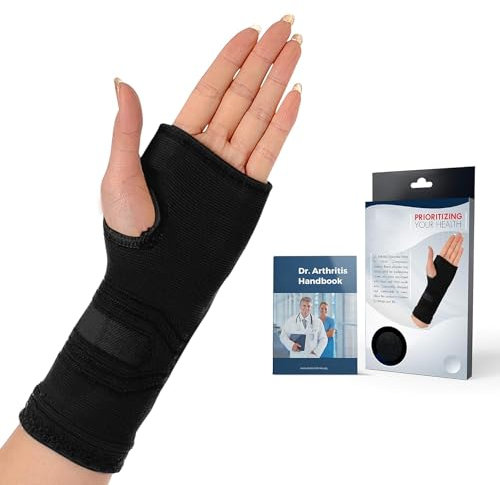 Dr. Arthritis Von Ärzten Entworfen, Handgelenk Bandagen, Handgelenkstütze, Handflächenschutz mit Gelpolster, Handgelenkbandage für Karpaltunnel, RSI, Handgelenkschoner für Rechts/Links, Schwarz, S