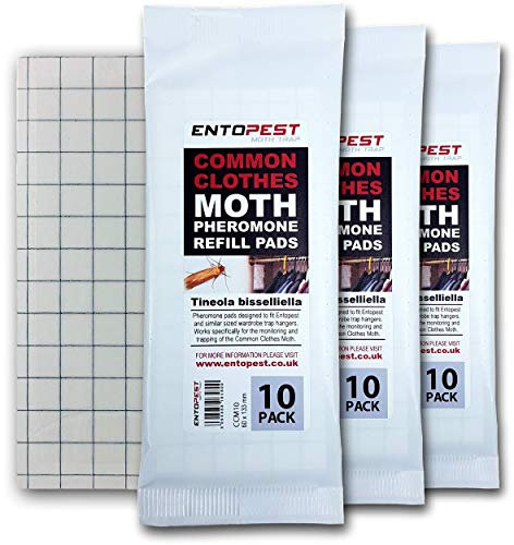 Entopest 30-Pack Clothes Moth Monitoring Traps – Refill for Room & Wardrobe Hanger Units – For Detection of Tineola bisselliella
