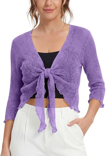 Love My Fashions® Women’s Fish Net Knitted Tie Up Bolero Shrug Top Ladies 3/4 Sleeve One Size Fits All
