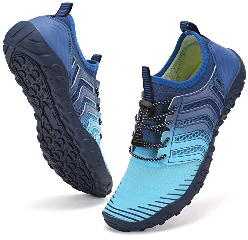 WateLves Water Shoes Mens Womens Barefoot Beach Swim Shoes Quick-Dry Aqua Socks Pool Shoes for Surf Yoga Water Aerobics (Ombre Blue, 42)
