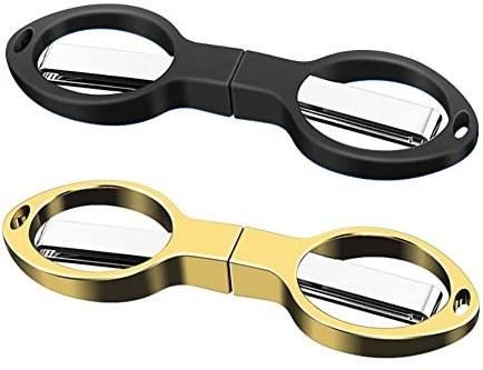 Forbici pieghevoli portatili,Forbici da viaggio di sicurezza,Mini forbici pieghevoli,Pesca,Lavoro ad ago e uso quotidiano,Oro,Nero,2PCS