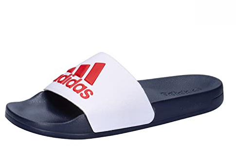 adidas Unisex Adilette Shower Slides, Cloud White / Scarlet / Victory Blue, 10 UK