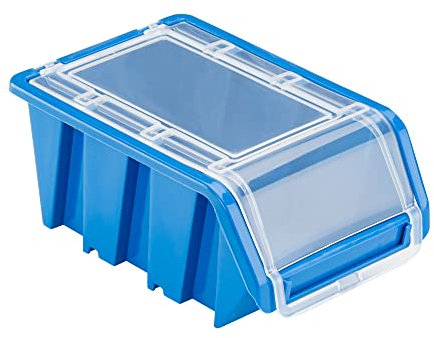 Stapellåda plast förvaringslådor stapelbar stapellåda sorteringslåda med lock 120 x 195 x 90 blå