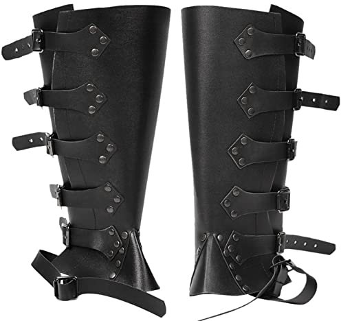 Sysdisen Wikinger Stiefelstulpen,Vintage-Beinabdeckungen mit PU-Leder - Mittelalterliche Gamaschen und Renaissance-Kostümstiefel aus Kunstleder, Zubehör über dem Schuh, kniehoch für Cosplay