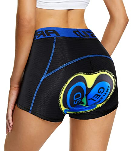 Culotte Ciclismo Mujer Culote con Badana Gel 5D Respirable a Prueba de Golpes Culote Corto Ciclismo Secado Rápido Badana Ciclismo Ropa MTB(Size:M,Color:Blue Yellow)