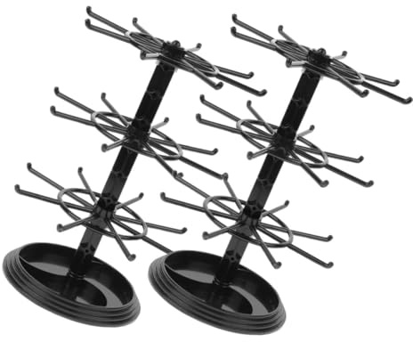 ANDRESLAD 2pièces Support à Bijoux Rotatif Plastique Noir Pour Colliers Boucles Oreilles Et Porte-clés Organisateur De Rangement Pour Événements De Détail
