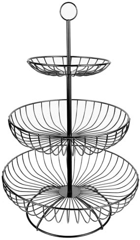 PRETYZOOM Cesta De Hierro Para Fruta De Cocina Fruteros De 3 Niveles Soporte De Metal Para Almacenar Pan Verduras Y Frutas Para Fiestas.