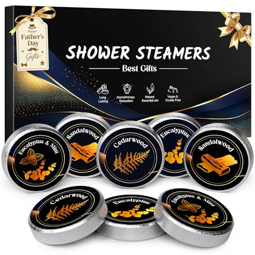 Shower Steamers Aromatherapy 8 Pcs Birthday Gifts for Men, Gifts for Fathers Day from Daughter Son for Grandad, Dad Gifts for Him Small Relaxation Self Care for Husband Boyfriend
