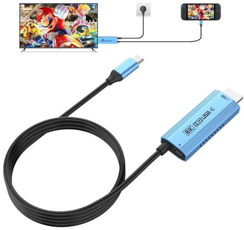 Guermok TV Mode Projection Cable for Switch 2, 67in, USB-C to HDMI Cable with HDR & ALLM, Supports 8K@60Hz, 4K@144Hz Output, PD100W, Works with iPad, Capture Cards, TVs, Steam (Blue)