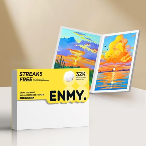 ENMY Akrylritblock, 17,7 x 12,4 cm, kladdbeständigt ritpapper, 63,5 kg/300 g/m², limhäftat ritblock med hård baksida för konstnärer och studenter