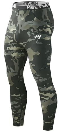 MEETWEE Men's Thermal Pants, Comfortable Long Winter Underwear, Ideal for Ski Underwear, Hiking, and Outdoor Activities. Black Camouflage