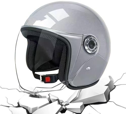 Hjälm motorcykel - varm motorcykelhatt - bekväm varm säker - hjälm skoter - huvudbonader för kvinnor vuxna skydd resor män utomhus ridning bilresa grå