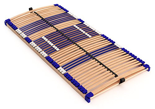 Stabiler Lattenrost 100% BUCHE Lattenrahmen - Nicht verstellbar, starr - SCHULTERFRÄSUNG, 7 Zonen, 44 Federleisten, Härte-Regulierung, Mittelgurt - FIX Comfort 44® - fertig montiert (80x200cm)