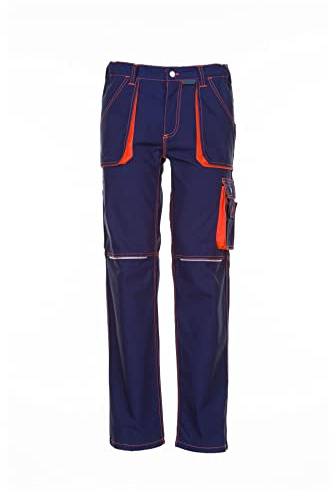 Planam 6221050 - Pantalones bund basalto neón, tamaño 50, azul marino/naranja/multicolor