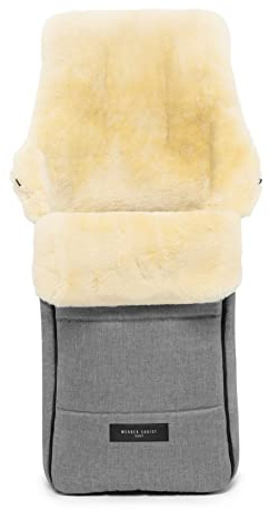Saco bebé invierno AROSA de piel de cordero para carrito de WERNER CHRIST BABY - Curtido medicinal, saco universal para coche, sillas de paseo o Buggy, color: gris moteado