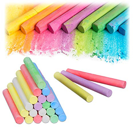 Relaxdays 1200er Pack Kreide, Malkreide für Tafel und Straße in 6 Farben, Kinder- und Lehrerkreide, rund, Ø 9 mm, Bunt