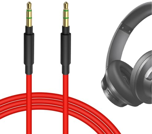 Geekria ljudkabel kompatibel med Anker Soundcore Space One Pro, Q45, Life Q35, Q30, Q20, COWIN E7 PRO, SE7, SE8, E9, 3,5 mm AUX ersättningsstereo-kabel (4ft / 1,2m)