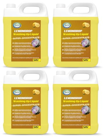 Jovs Washing Up Liquid 4 X 5L Lemon Scented | Eco-Friendly Kitchen Soap | Professional Grade Concentrated Formula | Natural & Vegan | Bulk Size Dishwasher Detergent