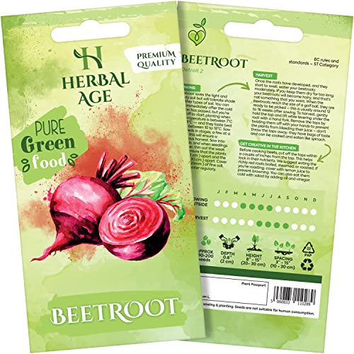 HERBAL AGE Grow Your Own Kits, Beetroot Vegetable Seeds for Planting UK, 200 Plants Heirloom Seed Box, Plant Seeds Indoor & Outdoor UK, Garden Gifts for Women, Man, Kids, Salad and Vegs Lovers