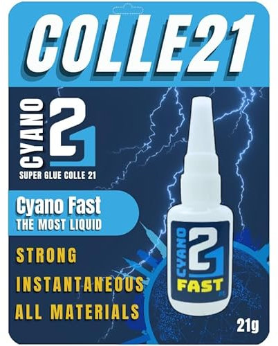 Colle21 FAST 21g | Super Glue Ultra-Liquide à Séchage Express – Collage Instantané par Capillarité – Colle Cyanoacrylate Extra-Forte & Multi-Usage