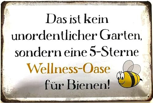 DekoNo7 - Cartel de chapa (30 x 40 cm, no es un jardín desordenado, sino un oasis de bienestar de 5 estrellas)