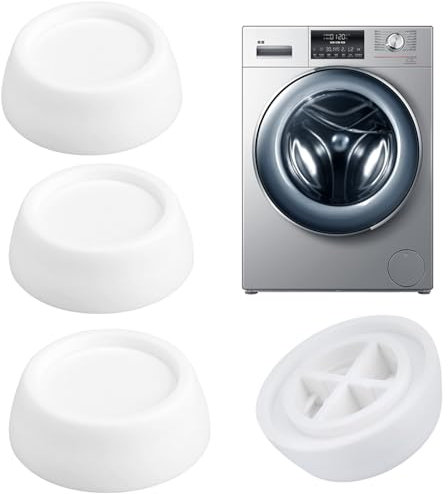 Swetfela 4 Stück Antivibrationsmatte Waschmaschine, Universal Vibrationsdämpfer Waschmaschine Schwingungsdämpfer, Antirutschmatte Kompatibel Mit Bosch Siemens Miele Waschmaschine Untergestell, Weiß