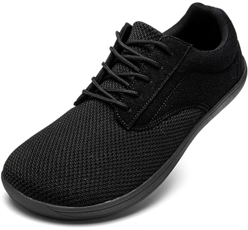 JUEQIBAA Homme Chaussures Pieds Nus Orteil Large Baskets Minimaliste Chaussures Décontractées Respirant Poids Léger pour Marcher Courir L'haltérophilie Noir 44