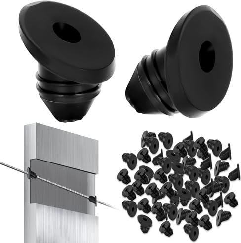 VANESA 100 Pack 30 Degree Black Cable Railing Rubber Grommets Protector Sleeve, 1/8 Cable Railing Post Protector Sleeves for 1/8 5/32 3/16 Wire Rope, Cable Railing Kit for Indoor Outdoor Metal