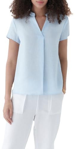 Caroll Kortärmad blus i 100% linne, Sky, 38