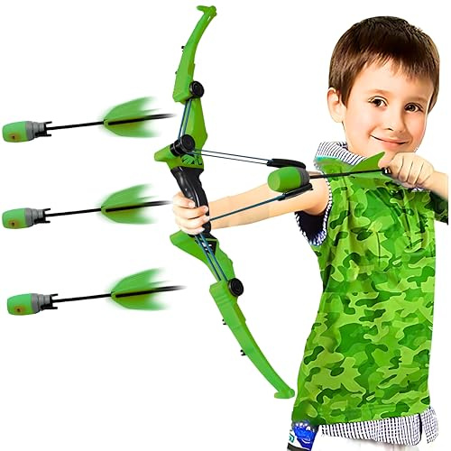 SGM-AX1020, Hyper Strike Bow and foam Arrows, Archery Set For Kids, 2 Zonic Whistle Arrows And 1 Suction Cup Arrow, Great for Long Range 250ft Outdoor Play, for Ages 14 and Up (Green)
