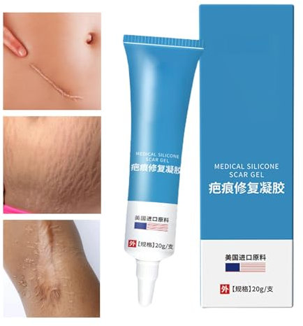Crema per cicatrici facciali, gel per riparazione cicatrici - Nuovo gel crema per cicatrici da 20 g - Gel per cicatrici bruciature per tutto corpo con effetto idratante, insapore, non unge, imperme
