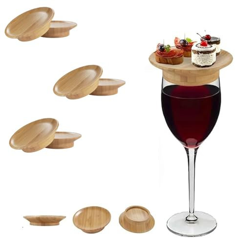 NEWWAN Topper de charcuterie en verre à vin, assiette de charcuterie en verre à vin, nouveau dessus de planche de charcuterie en verre à vin 2024 (10.16 * 7CM,6PCS)