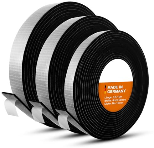 Wulkow EPDM Zellkautschuk DICHTUNGSBAND selbstklebend - BREITE: 5mm bis 90mm - LÄNGE: 0,5m bis 10m - DICKE: bis 10mm - AUSWAHL: 40 x 8mm x 10m - PREMIUM-Ware wie MOOSGUMMI - Schaumstoff