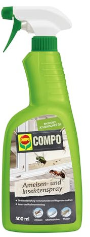 COMPO Ameisen- und Insektenspray, 500 ml, Pfefferminzöl Basis für dezenten Duft im Innenbereich, bekämpft Ameisen, Mücken, Silberfischchen, Fliegen