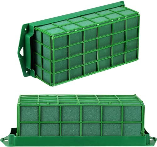 Xaztr 2 Pack Floral Foam Grande Cage with Floral Foam for Fresh Flowers Rectangular Flower Foam Holder Cage Bowl for Table Centerpiece Floral Arrangement(23 x 11 x 8 cm)