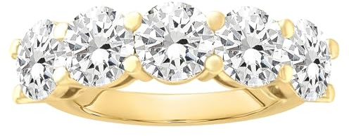 Diamond2Deal 14k Yellow Gold Round Cut Lab Grown Diamond 5-Stone Engagement Ring Size 7 (D-E Color, VS Clarity, 0.50 Ct)