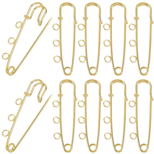 SUNNYCLUE 1 scatola 30 pezzi Spilla di Sicurezza In Oro Spille Da Kilt In Metlega Sfuso Ferro Resistente CHISusura Decorazione Anelli Fermaglio Spille Risultati con 3 fori per Maglione Cappello Sciarp