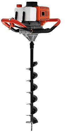 2-Stroke 52cc Petrol Earth Auger 1.98HP Fence Post Auger 1.2L Fuel Tank Capacity 8500RPM Auger Post Hole Digger 3 Drill Bits Diameter (100,150,200mm)