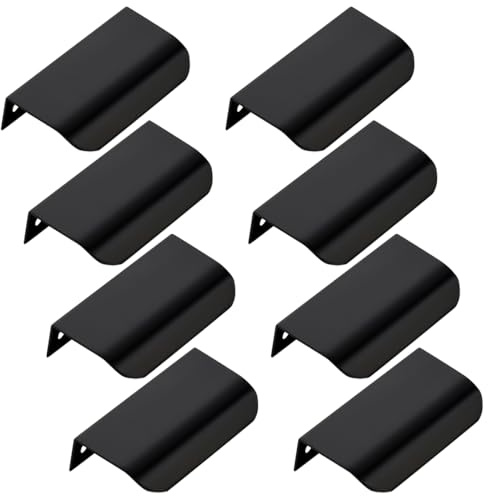 DIFLAX 8 Piezas Tiradores Para Muebles, Puertas y Armarios - Negro, 8 Cm