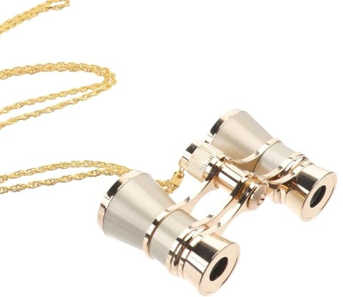 Orivin Fernglas, Opernglas, Vollmetall, Handfernglas mit Kette, Champagnerfarbe, 3-fache Vergrößerung, 25 mm Objektivlinse, optische Glaslinsen