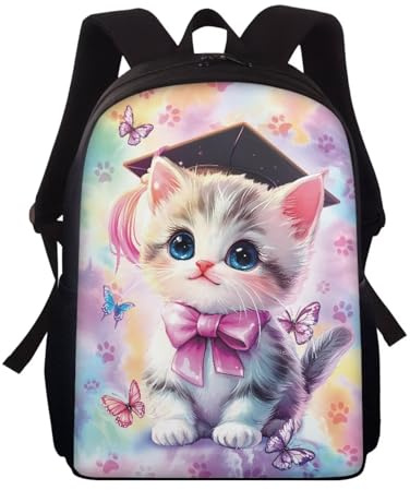Wnbucioht Adorable Cat Backpack for School Kids Girls Book Bag Small Casual Daypack Preschool Kindergarten Schoolbags Animal Cute Cat Print School Backpack for Little Kids Toddler